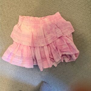 LoveShackFancy Pink Tiered Mini Skirt